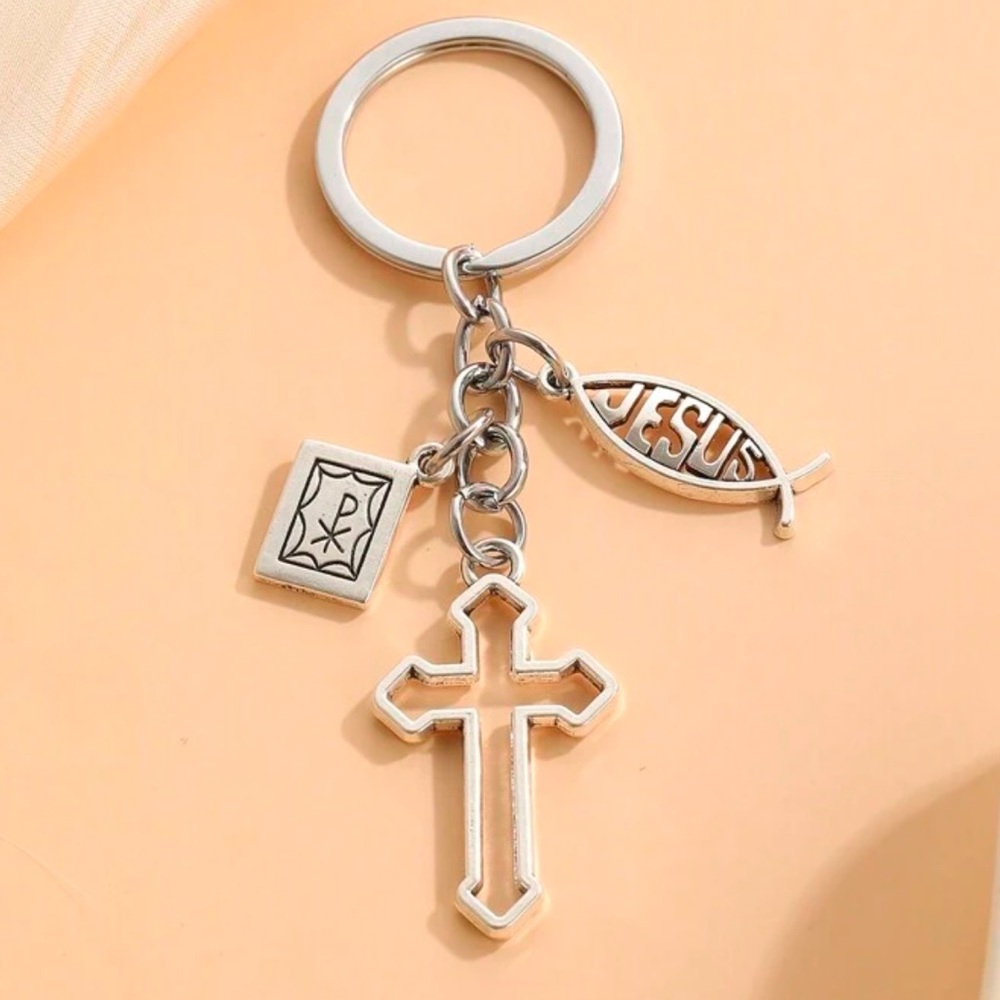 1Pc Cross & Holy Bible Keychain